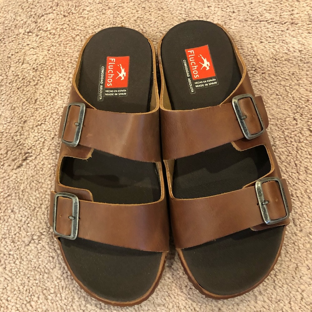 Fluchos 9888 Brown Leather Sandals NWB size 42